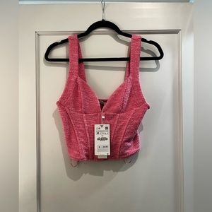 NWT! Zara. Pink Corset Crop. Size Medium